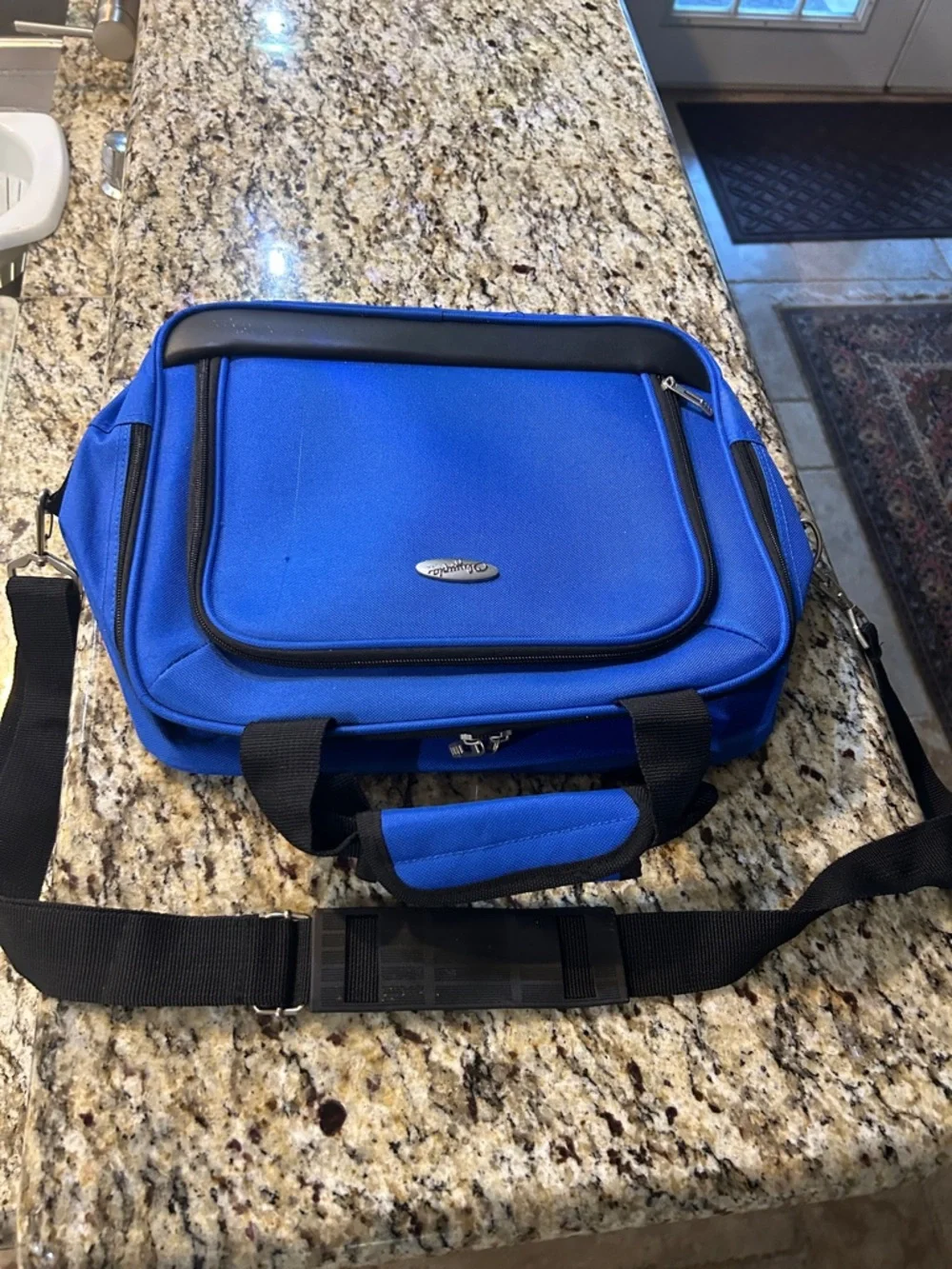 Blue Laptop Travel Bag with Black Trim